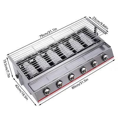 Stainless Steel 6 Burner Gas BBQ Grill Barbecue Table Top Grill Outdoor Cooking • $115.90