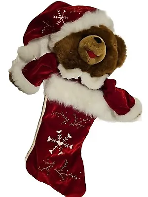 Vintage Dan Dee Mty Teddy Bear Plush Christmas Stocking 24  Excellent Condition! • $21.95