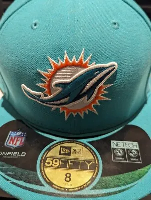 Miami Dolphins New Era Aqua Flat Brim Fitted Cap 9FIFTY Snapback Cap NFL • £29.99