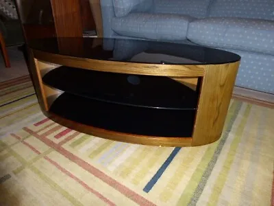 Dwell Oval TV Stand /Cabinet Oak Veneer / Black Glass • £70