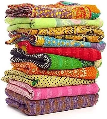  Wholesale Mix Lot Tribal Kantha Quilts Reversible Vintage Cotton Be • $21.59