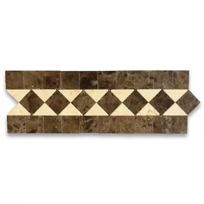 M864BXP Crema Marfil Marble Classic Diamond Mosaic Border Listello Tile Polish • £34.74