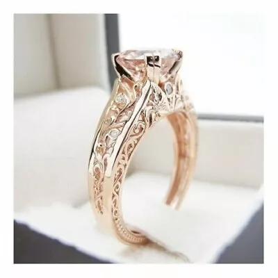 2 Ct Lab Created Peach Morganite Art Deco Engagement Ring 14K Rose Gold Plated • $92.63