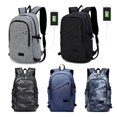 Unisex School Large Backpack Travel Rucksack Shoulder Laptop Bag USB Travel Bags • £14.99