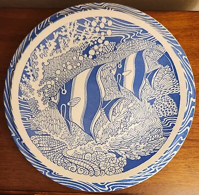 Vernon Kilns Aloha Don Blanding Blue Coral Reef Chop Plate Round Platter 12 1/2  • $199.99