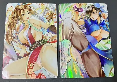 Sexy Mai Shiranui Vs Chun Li Card Goddess Story Anime Waifu Doujin DIY 2 Pcs/Set • $14.99