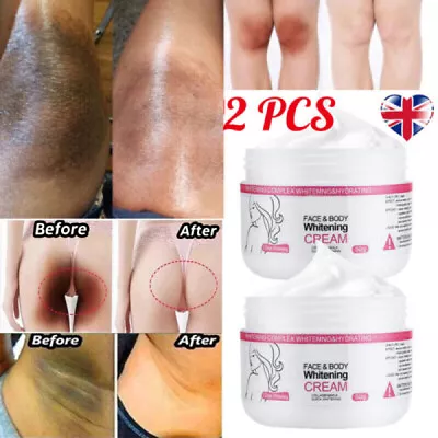 2x Dark Skin Whitening Cream 3 DAYS Face & Body Bleaching Lightening Brightening • £9.95