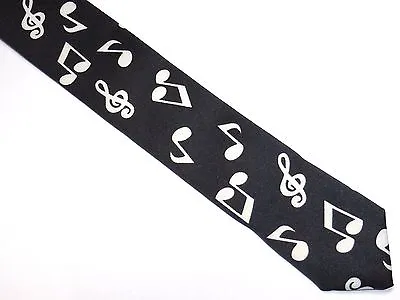 NEW Black White Music Note Keys Notes Necktie Narrow Tie • $8.88