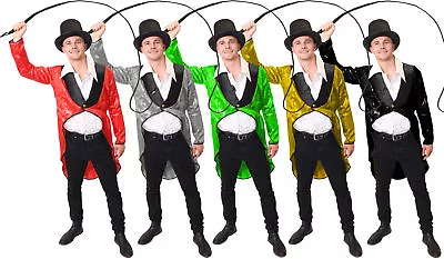 Adults Ringmaster Costume Mens Circus Leader Fancy Dress Sequin Tailcoat S-xxl • £15.99