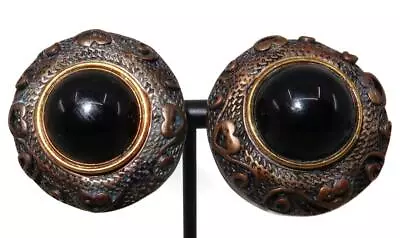 Mary DeMarco La Contessa Clip On Earrings Ornate Decor With Black Center • $29.99