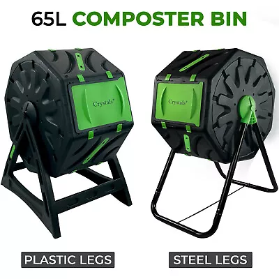 65L Garden Compost Bin Barrel Rotating Composter With Steel Legs And Air Holes • £24.85