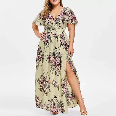 Long Dress Waist Tight A-line Plus Size High Split Maxi Dress Ankle-length • $31.05