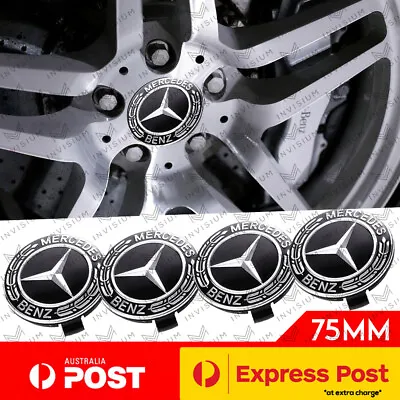 4x 75mm BLACK CHROME Wheel Centre HUB CAPS For Mercedes Benz AMG C E S  CLA GLA  • $17.50