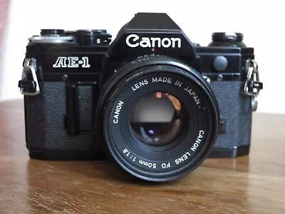 Black Canon AE-1  SLR Film Camera With FD F1.8 50mm Lens • £130