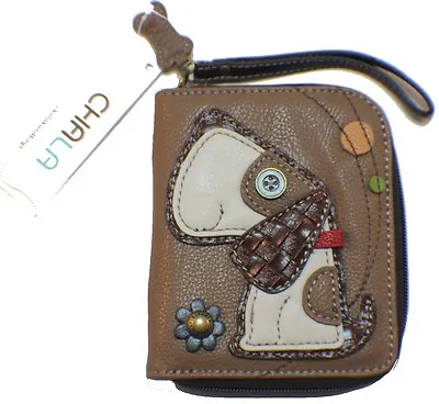 Charming Chala Puppy Dog Purse Wallet Credit Cards Coin Wristlet • £36.01