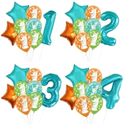 15pcs Scooby-Doo Theme Age Number Balloons For Kids Birthday Party Decoration • £9.99