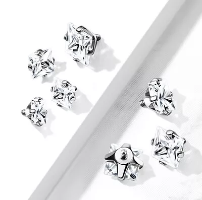 £4.99 • Buy Square Gem Dermal Anchor Top - Crystal Micro Microdermal Head Surface Piercing