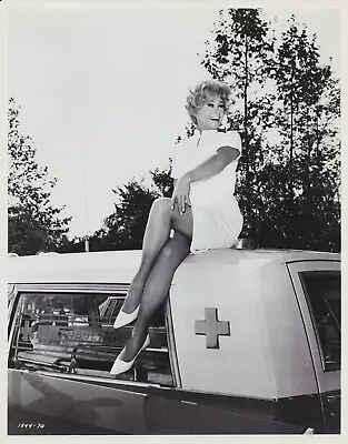 1966 Press Photo Leggy Actress Sue Ane Langdon Models Short Skirt On Ambulance • $19.99