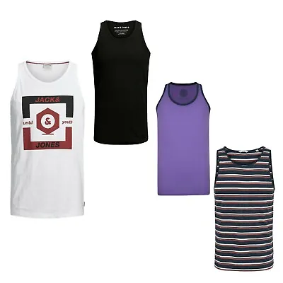 Men's Branded Vests Logo Printed Regular Fit Cotton Blend Summer Tank Top Tee • £9.99