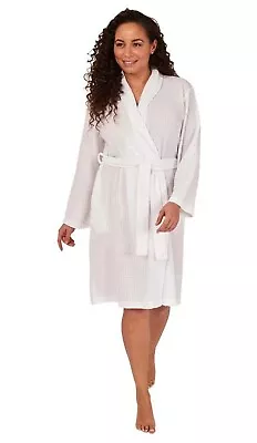 Ladies Long Sleeve Waffle Summer Dressing Gown To Fit UK 14-16 • £12.99