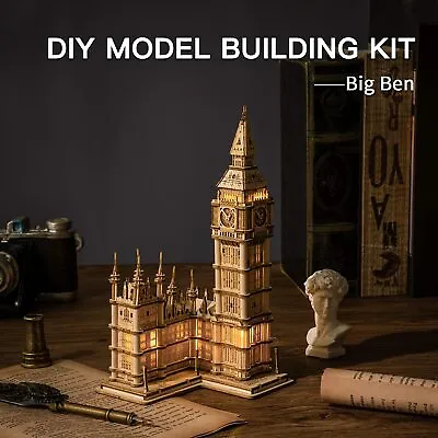 ROKR 3D Wooden Wood Puzzle LED London Big Ben Construction Jigsaw Building Toy  • £12.99