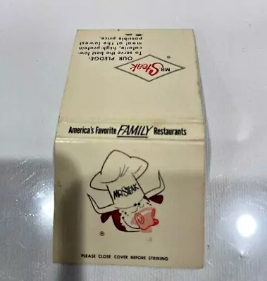 Vintage Unstruck Mr. Steak Restaurant Feature Match Book! Great Condition! • $9.99