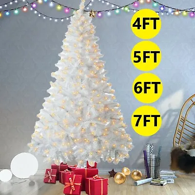 4/6/7ft Christmas Tree With LED Lights Artificial Pre Lit Home Xmas Decorations • $14.99