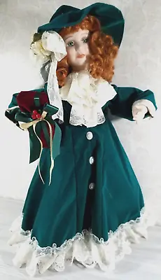 Vintage Motionettes Of Christmas Animated Porcelite Doll 24  Tall Telco GREEN • $75