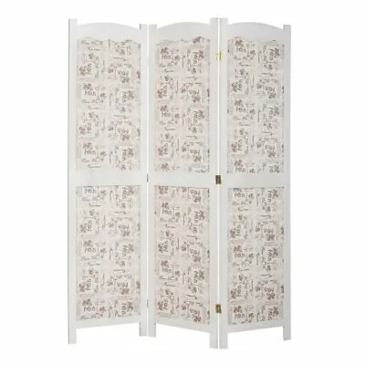 3 Panels Room Divider Solid Wood Cut Out & Printed Fabric Insert  • $135