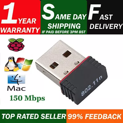 Ralink 5370 USB WiFi Adapter For Windows 7/8/10/11MACLinux Raspberry Pi • £14.99