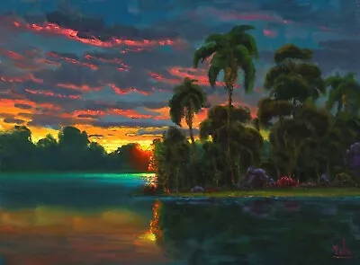 Oil Painting Original Landscape Highwaymen Like Florida Clouds Marsh MAX COLE 88 • $249