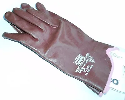 Pack Of 6 Pairs Master Driver Brown Nitrile Dipped Gauntlets Gloves Sz.8 En388 • £8.95