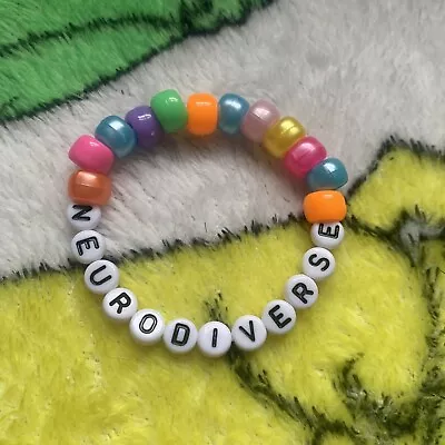 £3.50 • Buy Neurodiverse Kandi Bead Bracelet Kawaii Neurodiversity Cute Rainbow Autism