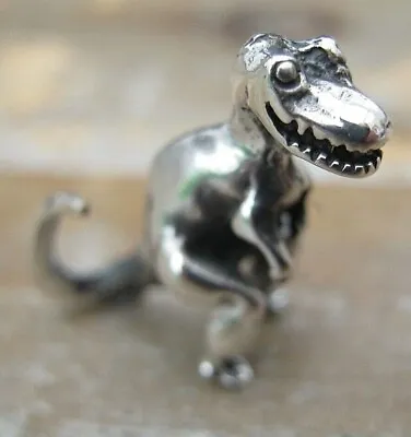 A Novelty Solid Silver 925 Miniature T-Rex Tyrannosaurus Dinosaur Statue Figure • £5.50