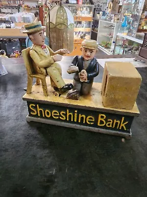 Shoeshine Cast Iron Mechanical Money Bank • $129