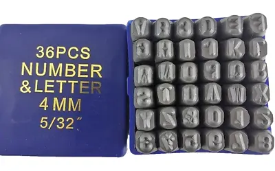 36 Pc. 4mm 5/32  Letter & Number Steel Stamp Punch Die Set W/ Case • $17.89