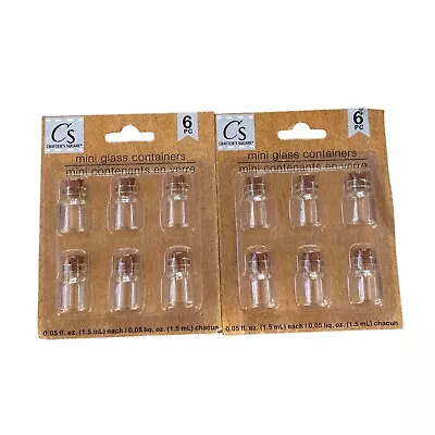 SET OF 2 1.5ml Mini Glass Bottles Jars Vials Container W/ Cork 12 Pc Total • $6.99