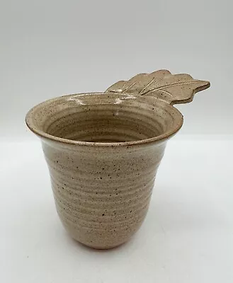 Ella Arnold Soap Creek Studio Pottery Lincolnton GA Tan Glazed Nature Leaf Bowl • $33.75