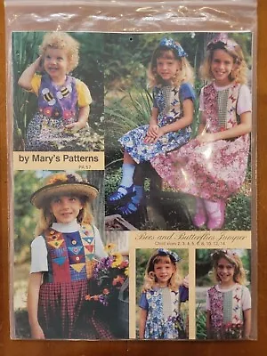 Girls Patchwork Jumper Dress Sewing Pattern Bee Butterfly 2-14 Vintage 1990s • $7.99