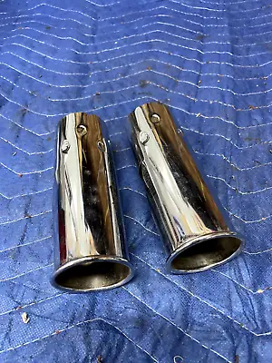 USED NLA MERCEDES W116 EXHAUST PIPE CHROME COVER TIP PAIR (2) 2  1164920514 • $125