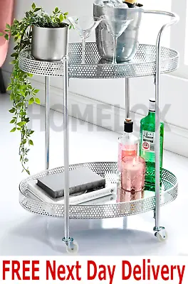 £43 • Buy Deco Glamour Drinks Trolley - Silver With 2 Mirrored Shelves - Art Deco Theme