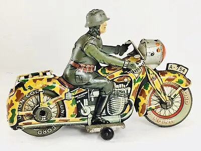 Vintage Arnold CKAO A-754 Military Army Motorcycle German Tin Wind-up Toy  • $599.95