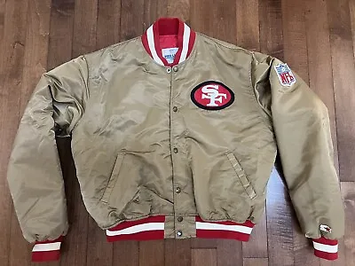 VTG 90s NFL SAN FRANCISCO 49ERS PRO LINE STARTER SATIN BOMBER JACKET Sz XL • $225