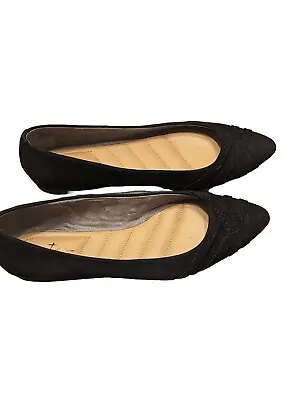 Me Too Flats Womens 8.5M Galina Black Nubuck Slip Ons Very Good Condition EUC • $19.95