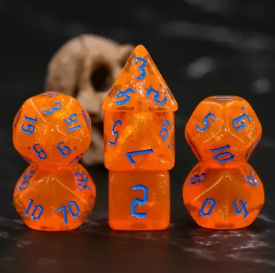 Shimmering Orange/Blue Dice Set | Poly RPG DnD Dungeons Dragons AD&D D20 • $13.95