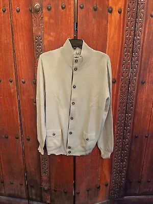 Gran Sasso Beige 100% Virgin Wool Knit Button Cardigan Sweater Italy LARGE • $50