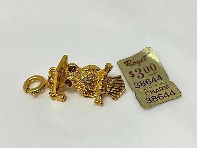 Vintage ROGET Goldtone Owl Charms With Graduation Caps • $12