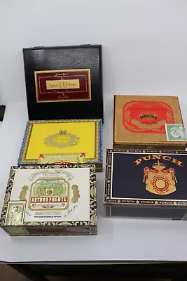$19.99 • Buy Vintage Cigar Boxes Lot Of 5-Punch, Fuente, La Finca, Partagas, Rocky Patel