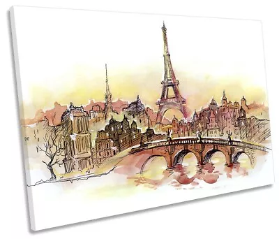 Eiffel Tower Paris Skyline Picture SINGLE CANVAS WALL ART Print • $74.99