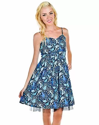 Too Fast Mystic Sea World Ocean Creature Print Octops Tulle Party Dress • $49.95